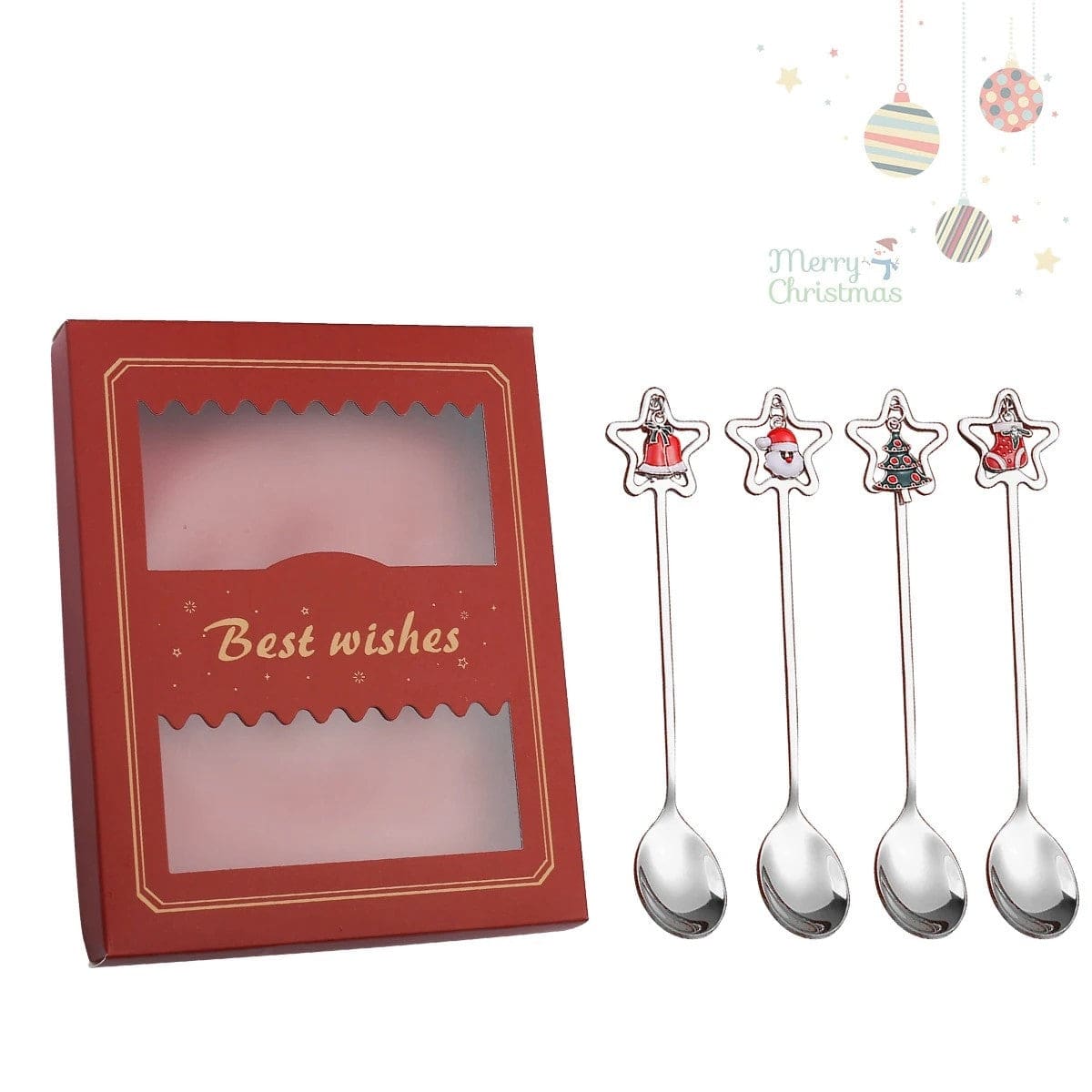 SET VAISSELLE 4 CUILLERES BRELOQUES BTE ROUGE