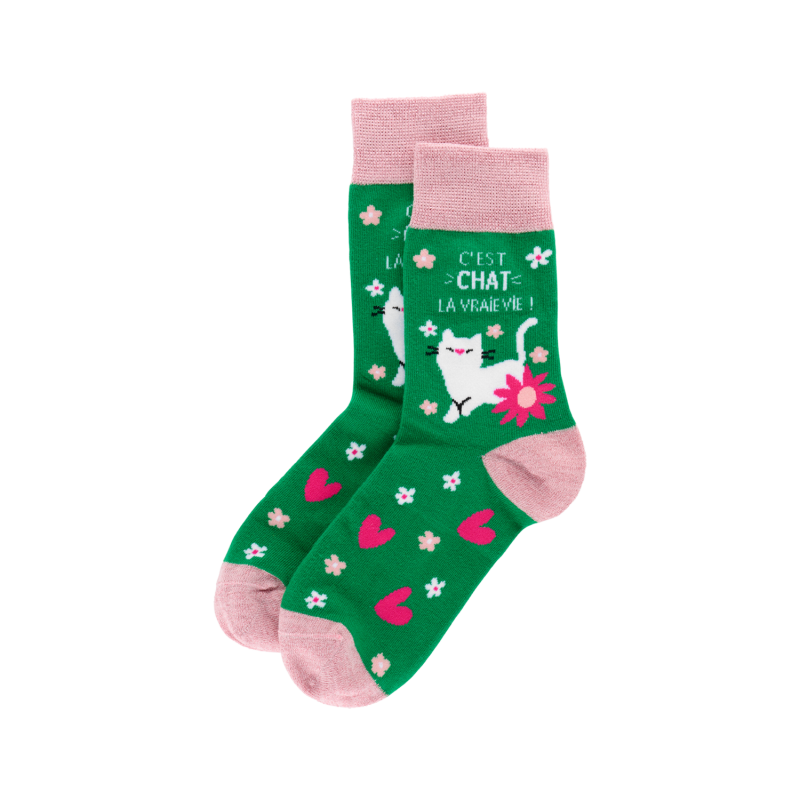CHAUSSETTE NEC C'EST CHAT LA VRAIE VIE
