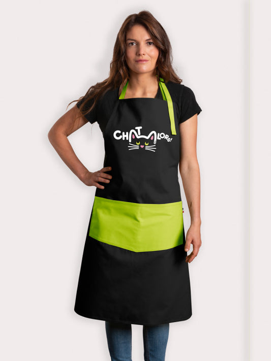 TABLIER ADULTE CHAT ALORS NOIR