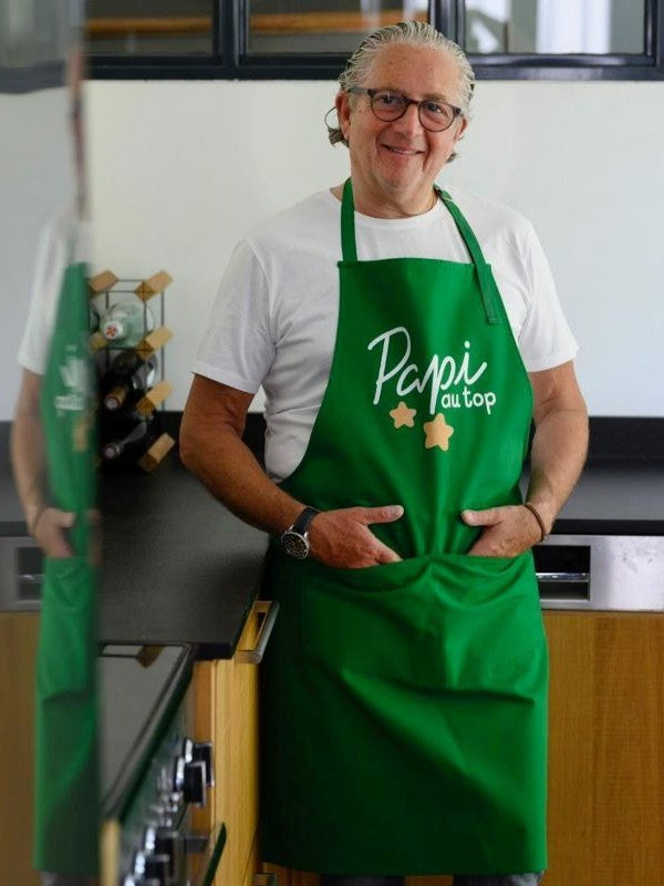 TABLIER ADULTE PAPI AU TOP VERT