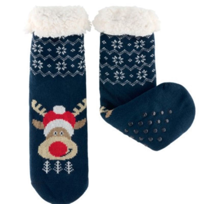 CHAUSSETTE SHERPA RENNE BLEU