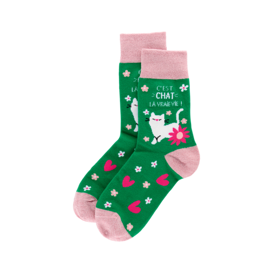 CHAUSSETTE NEC C'EST CHAT LA VRAIE VIE