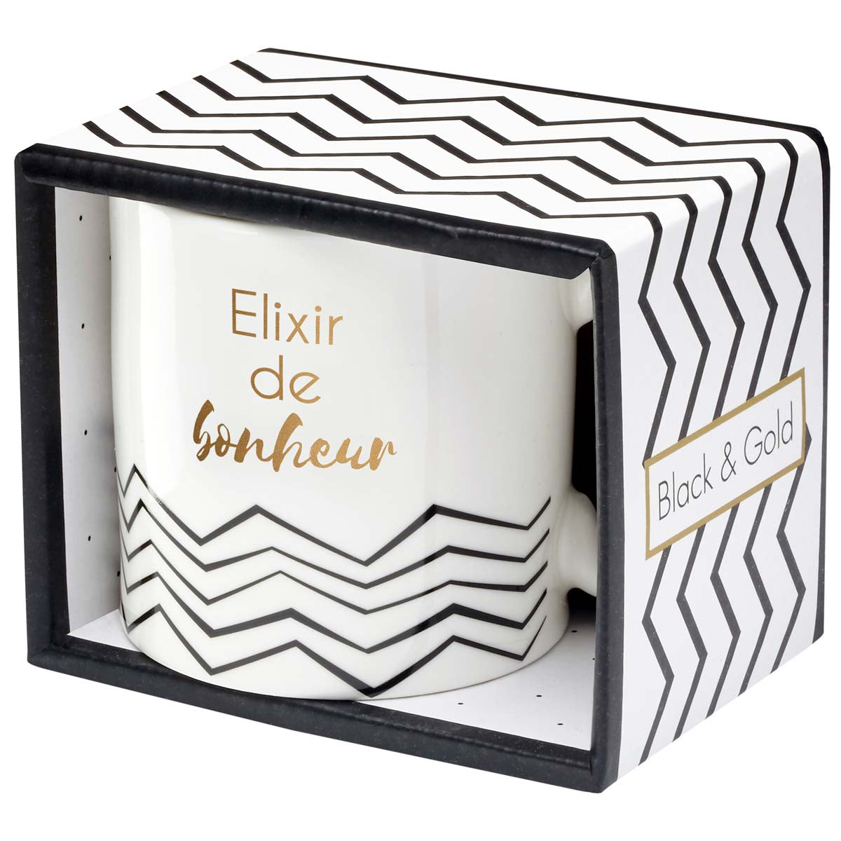 MUG + BOITE BLACK WHITE ELIXIR DE BONHEUR